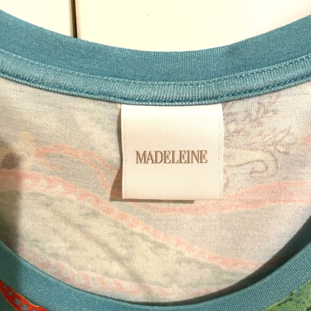 XL Blue Paisley Pattern Short Sleeve Top - German Brand Madeleine - Picture 4 of 5